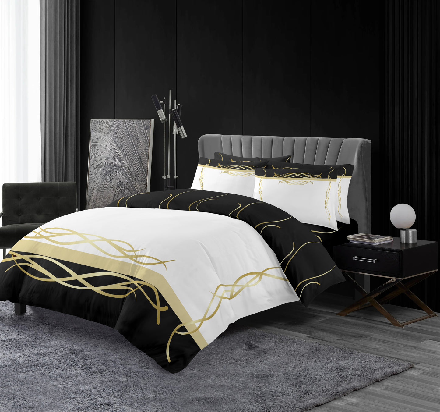 Ferrara Black Duvet Bedding Set