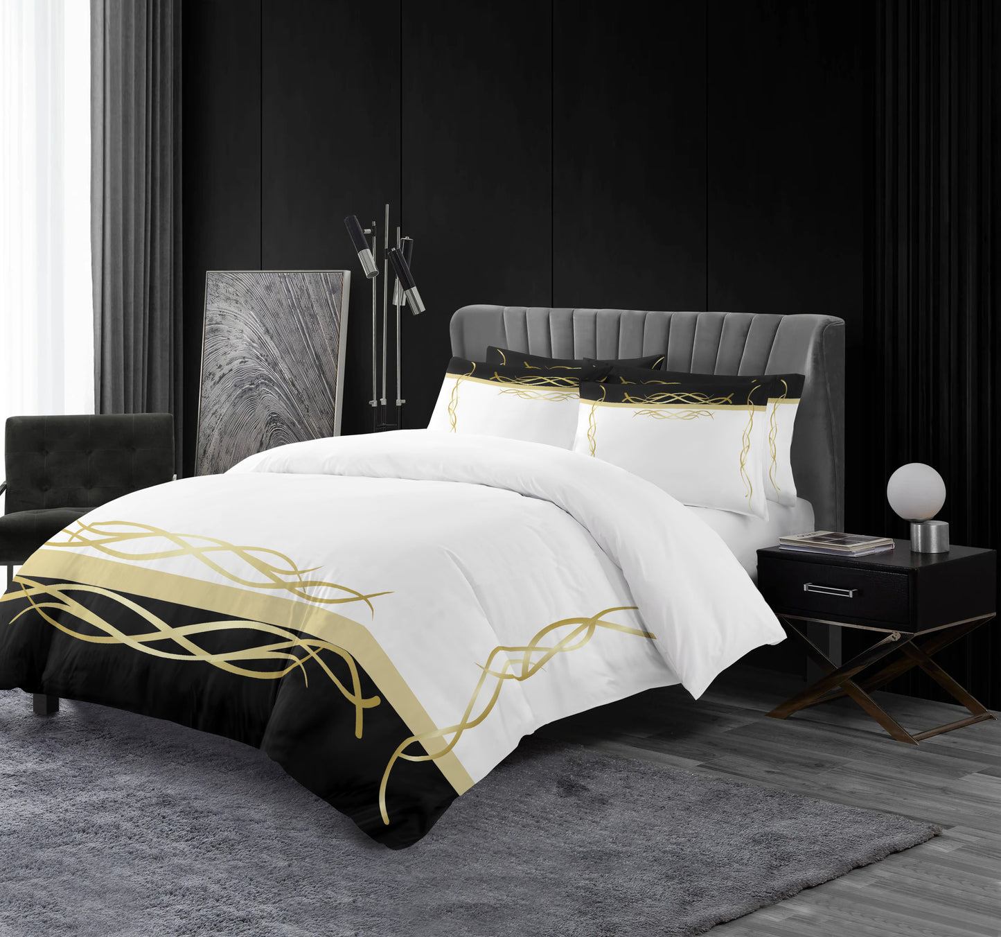 Ferrara White Duvet Bedding Set
